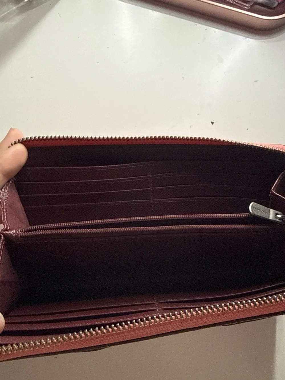 Limited Edition Coach Pink Zip Around Leather Wallet with Front Pocket